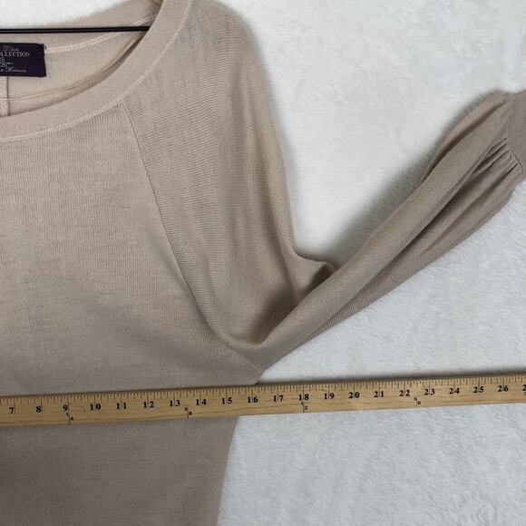 ZARA Sweater Women's Sz S Beige Wide Cuffed Raglan Scoop Comfort Morocco L/S - Picture 7 of 9
